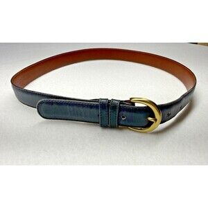 Coach #8400 Navy Blue Leather Belt Women’s Large Brass Buckle Vintage